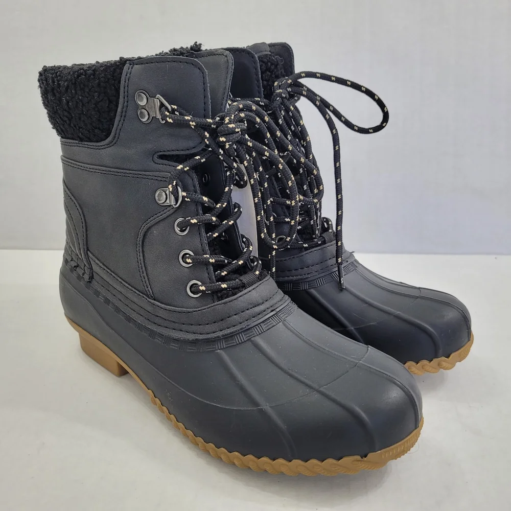 NWOT Tommy Hilfiger Rainah Duck Booties- Black- Size 8 M (Medium) - - Picture 2 of 9